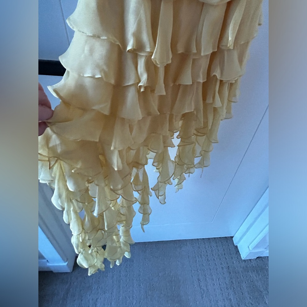 NWT BCBG Max Azria Halter Yellow Ruffled Dress - Picture 2 of 7
